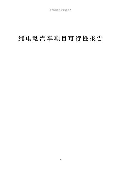 纯电动汽车项目可行性报告