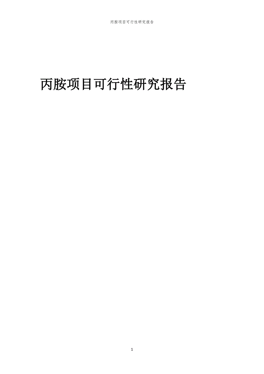 丙胺项目可行性研究报告_第1页