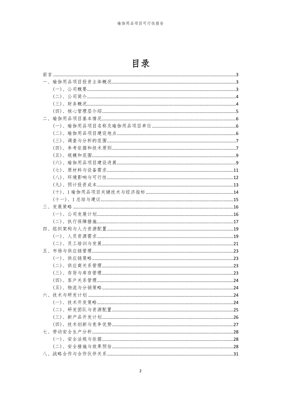 瑜伽用品项目可行性报告_第2页