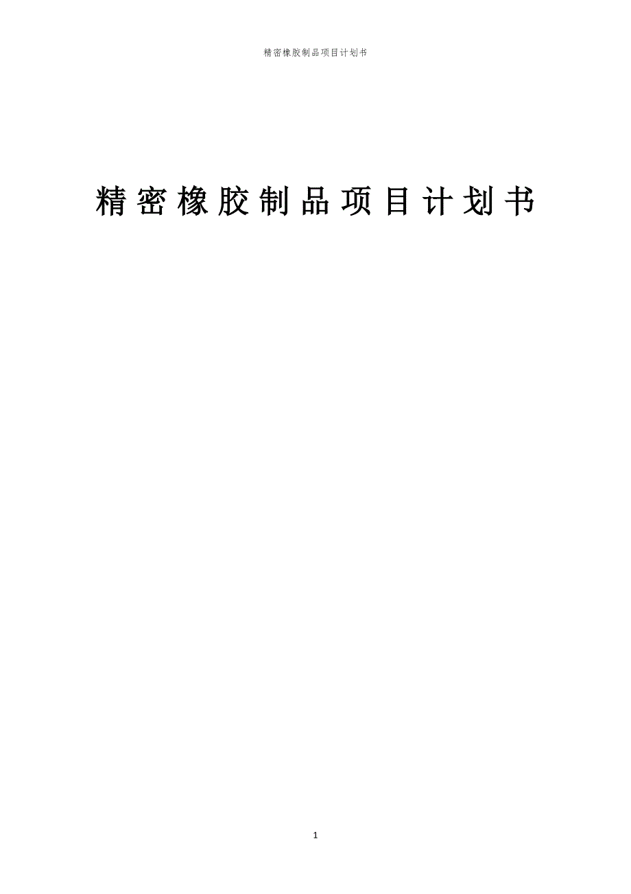 精密橡胶制品项目计划书_第1页