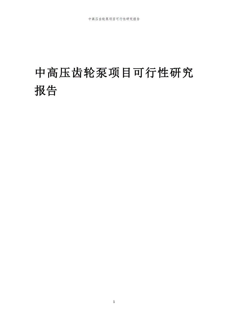 中高压齿轮泵项目可行性研究报告_第1页