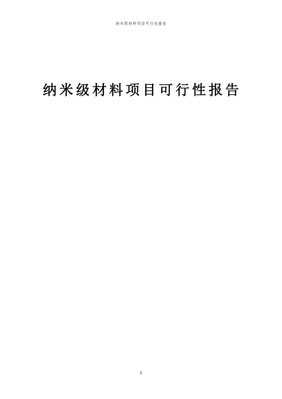 纳米级材料项目可行性报告_第1页