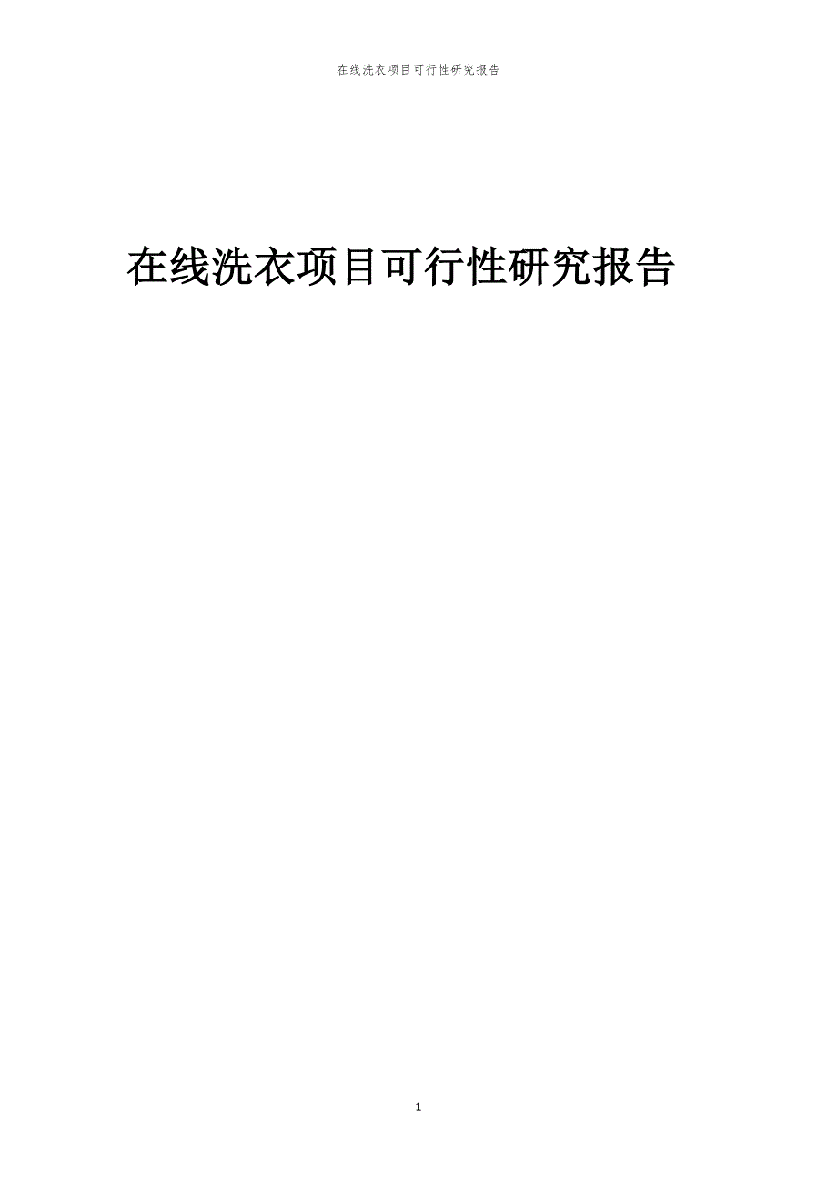 在线洗衣项目可行性研究报告_第1页