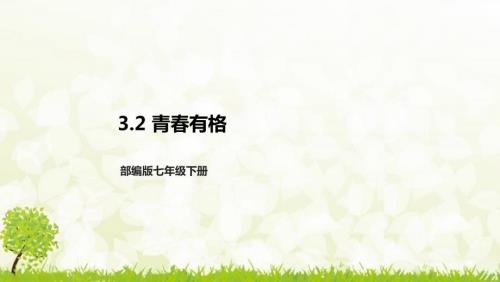 部编版七年级下册道德与法治第一单元3.2《青春有格》课件