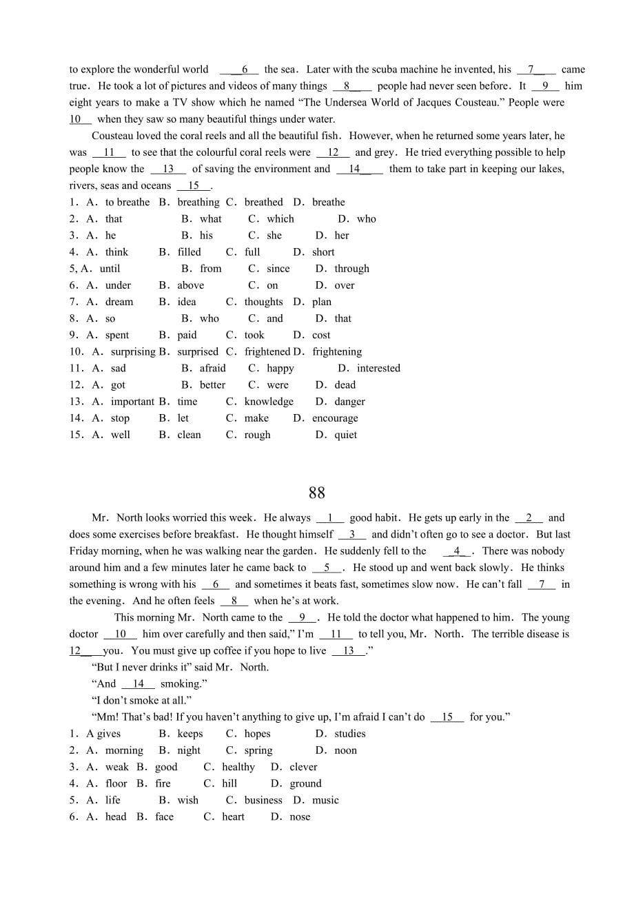 中考英语完形填空专项练习100篇81-90（含答案和解析）_第5页