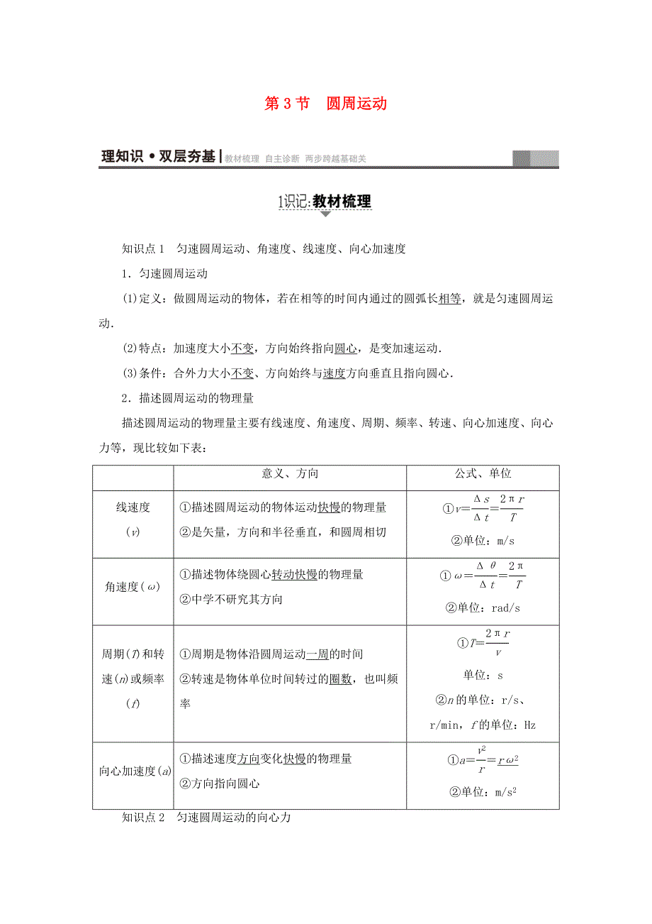 （江苏专用）高三物理一轮复习 必考部分 第4章 曲线运动 万有引力与航天 第3节 圆周运动教师用书-人教高三物理试题_第1页