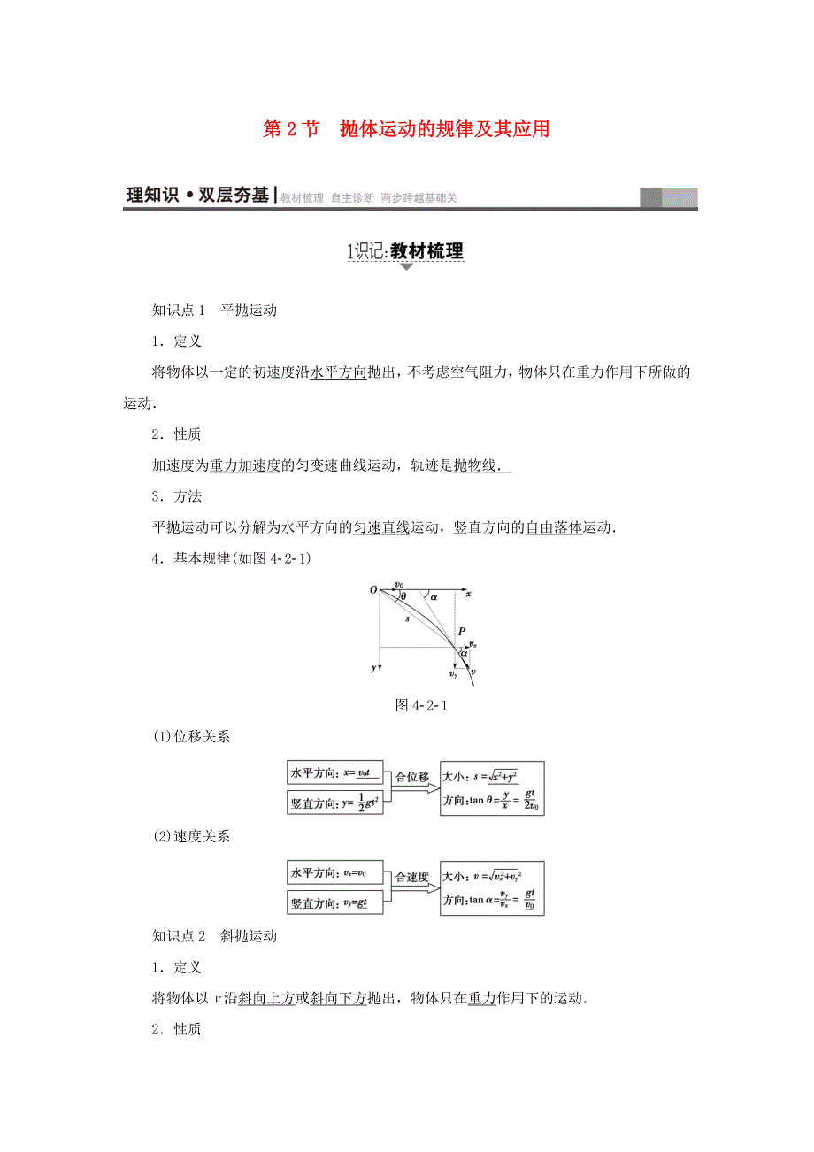 （江苏专用）高三物理一轮复习 必考部分 第4章 曲线运动 万有引力与航天 第2节 抛体运动的规律及其应用教师用书-人教高三物理试题_第1页