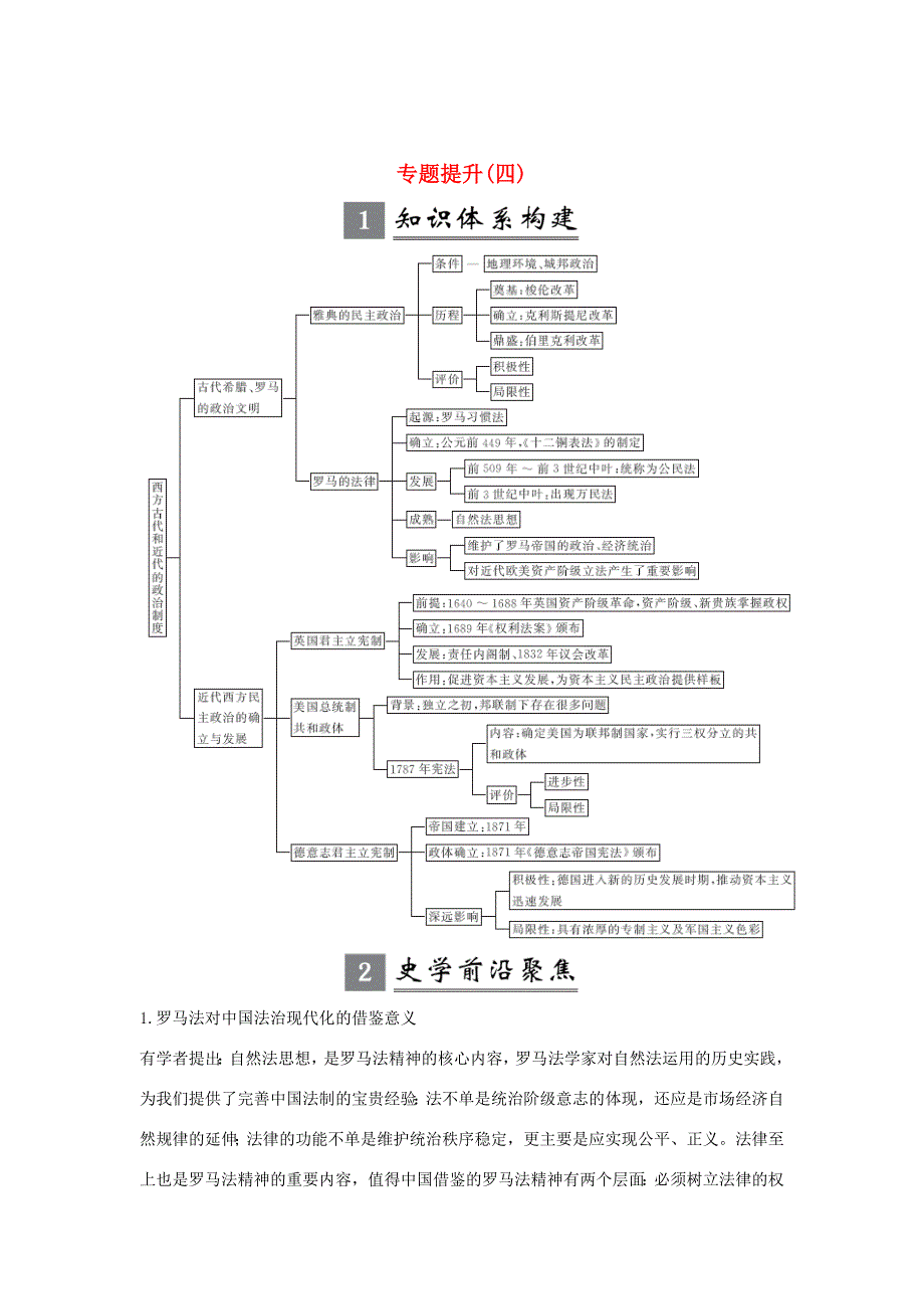 （江苏专用）高考历史大一轮复习 专题四 古代希腊、罗马的政治文明和近代西方的民主政治 专题提升（四）（含解析）人民-人民高三历史试题_第1页