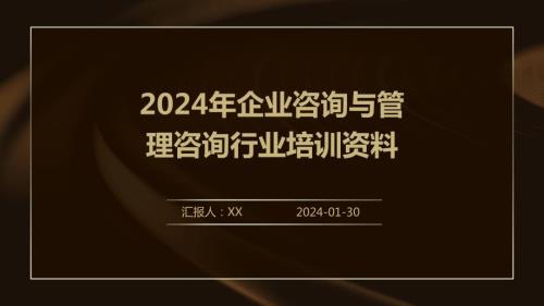 2024年企业咨询与管理咨询行业培训资料