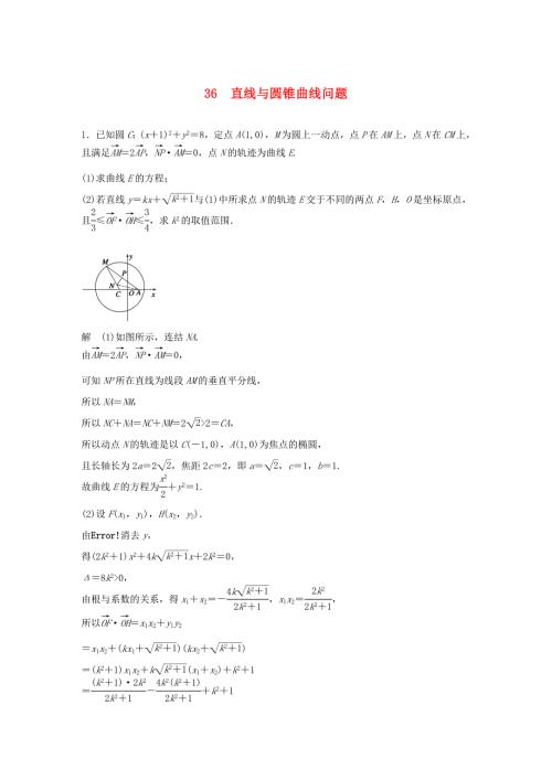 （江苏专用）高考数学二轮复习 专题检测36 直线与圆锥曲线问题