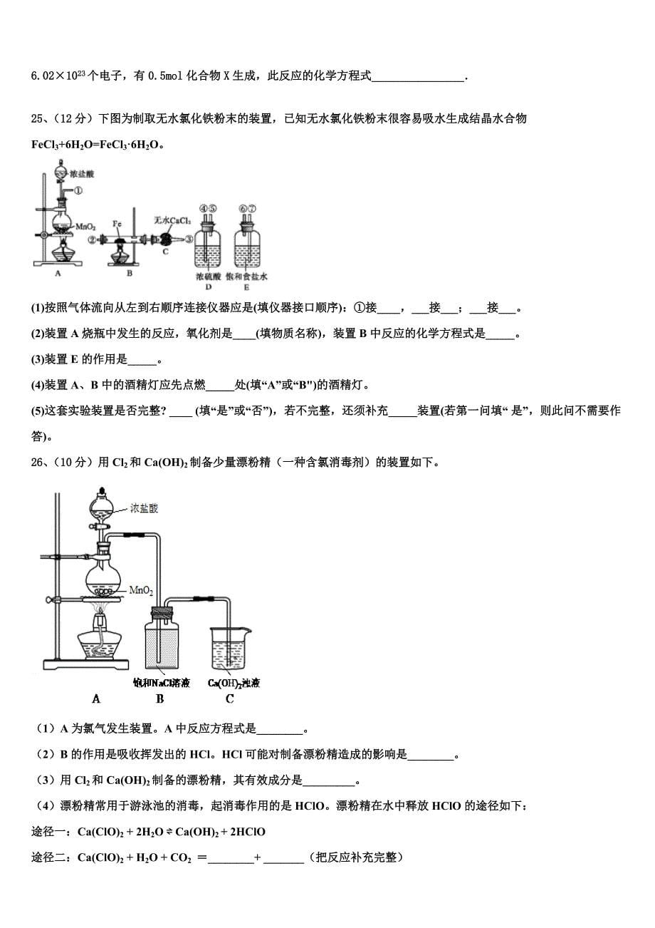 河北省邯郸市永年县第一中学2023-2024学年化学高一上期末质量检测模拟试题含解析_第5页