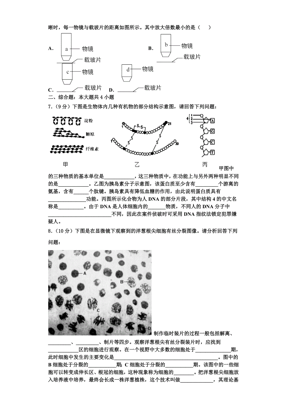 浙江省宁波市咸祥中学2023年高一生物第一学期期末质量检测模拟试题含解析_第2页