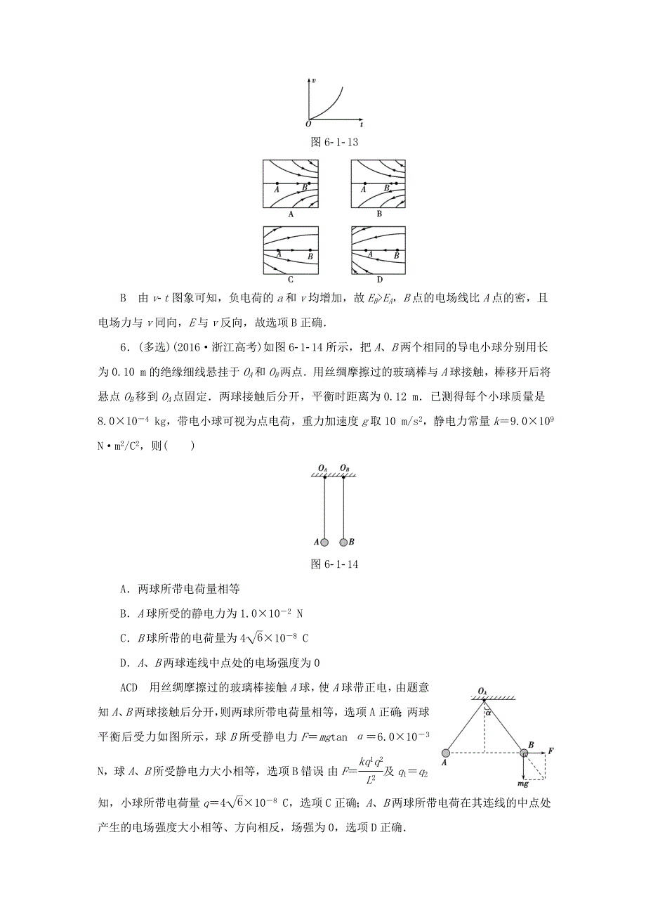 （江苏专用）高三物理一轮复习 必考部分 第6章 静电场 第1节 电场力的性质课时强化练-人教高三物理试题_第3页