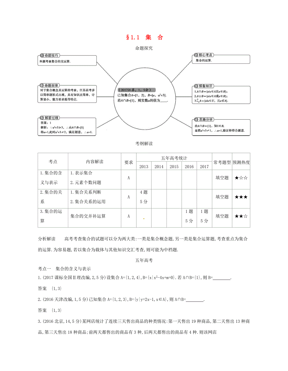 高考数学一轮复习 第一章 集合与常用逻辑用语 1.1 集合讲义-人教版高三数学试题_第1页