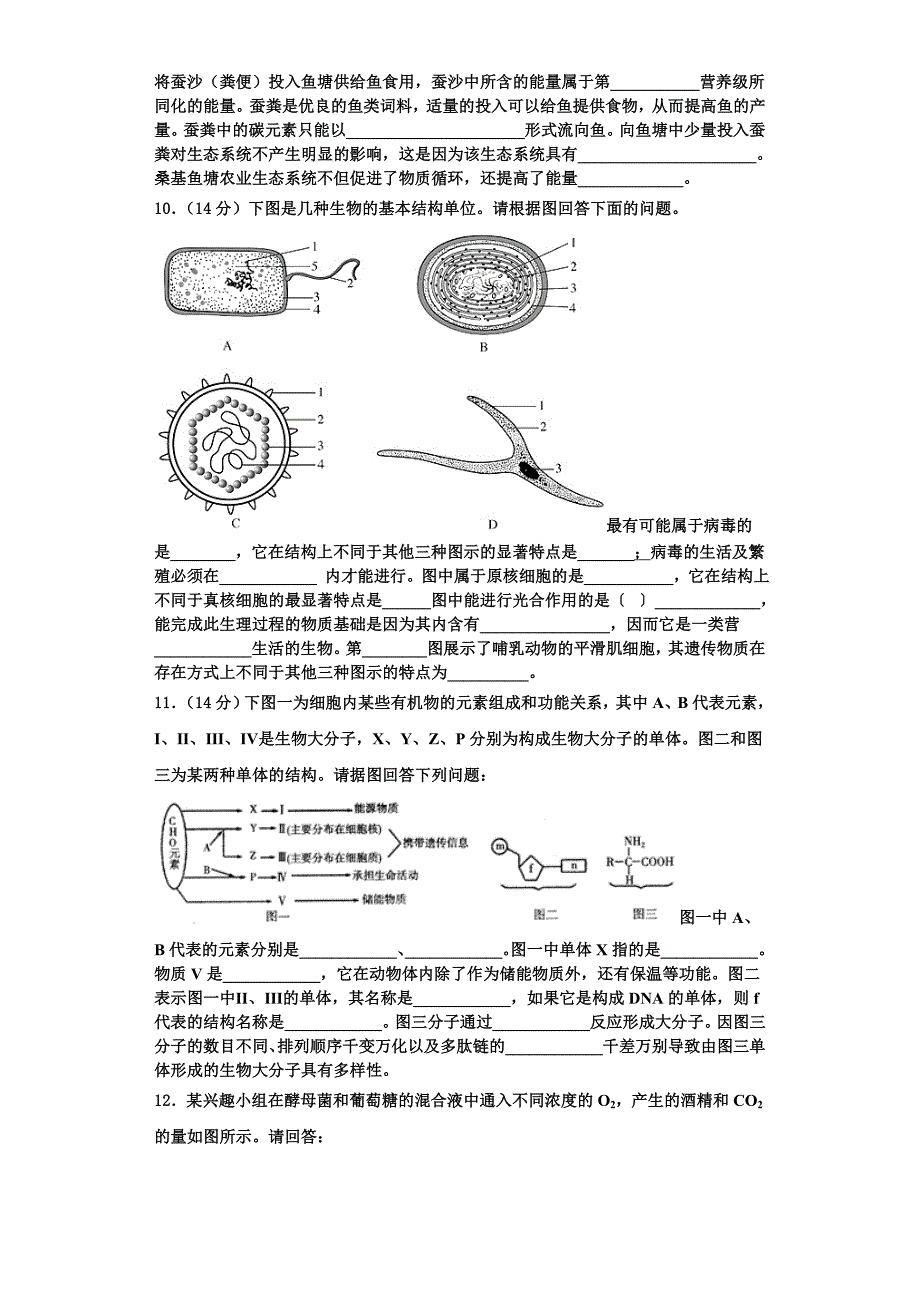 2024届上海市上海师范大学第二附属中学高一生物第一学期期末教学质量检测模拟试题含解析_第3页