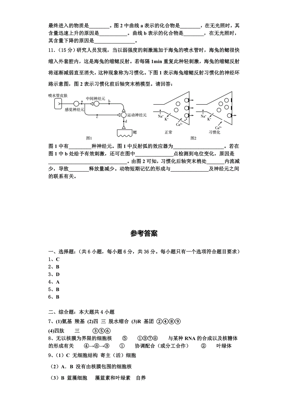 2024届江苏省扬州市江大桥中学生物高一第一学期期末综合测试试题含解析_第4页