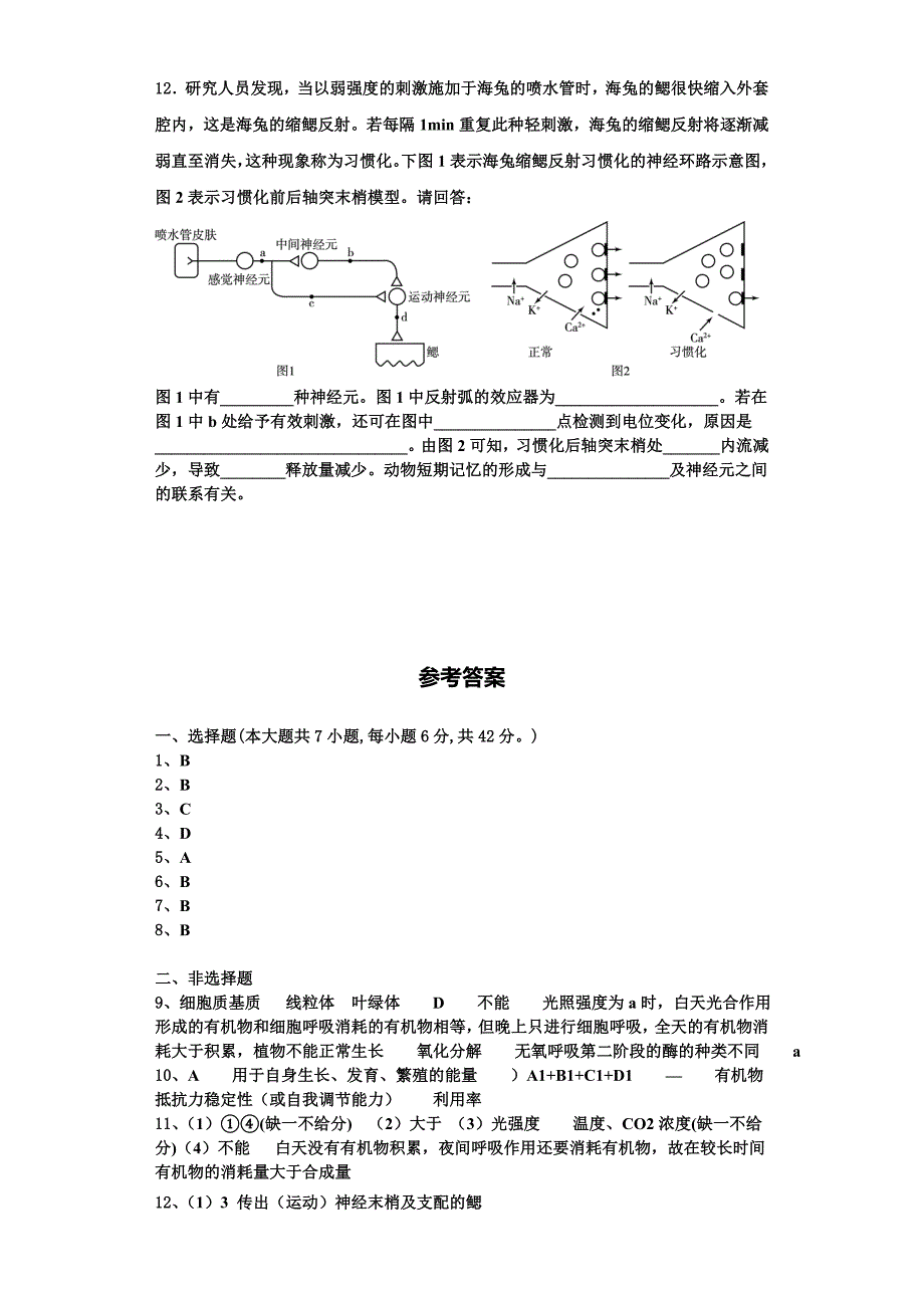 2024届山东省新泰中学生物高一上期末质量检测试题含解析_第4页