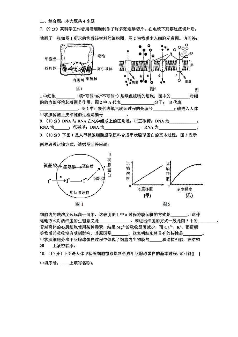 2023年岳阳市重点中学生物高一第一学期期末达标检测模拟试题含解析_第2页