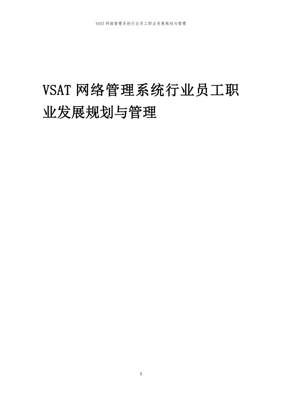 VSAT网络管理系统行业员工职业发展规划与管理_第1页