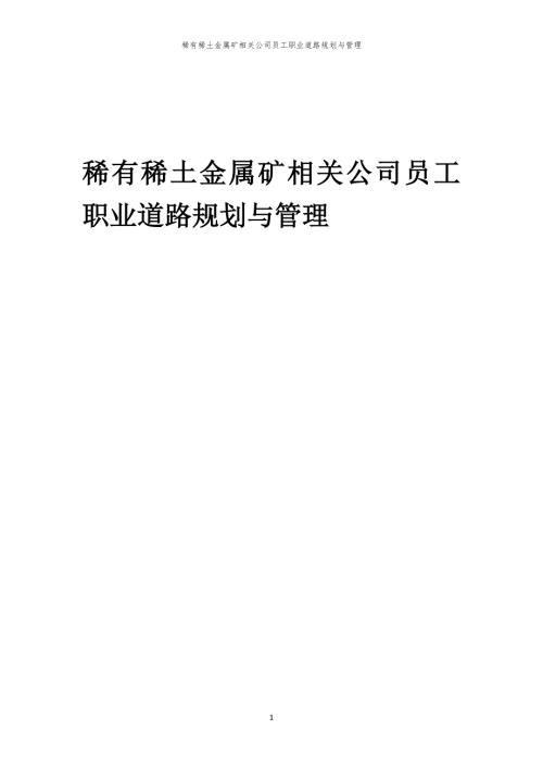 稀有稀土金属矿相关公司员工职业道路规划与管理