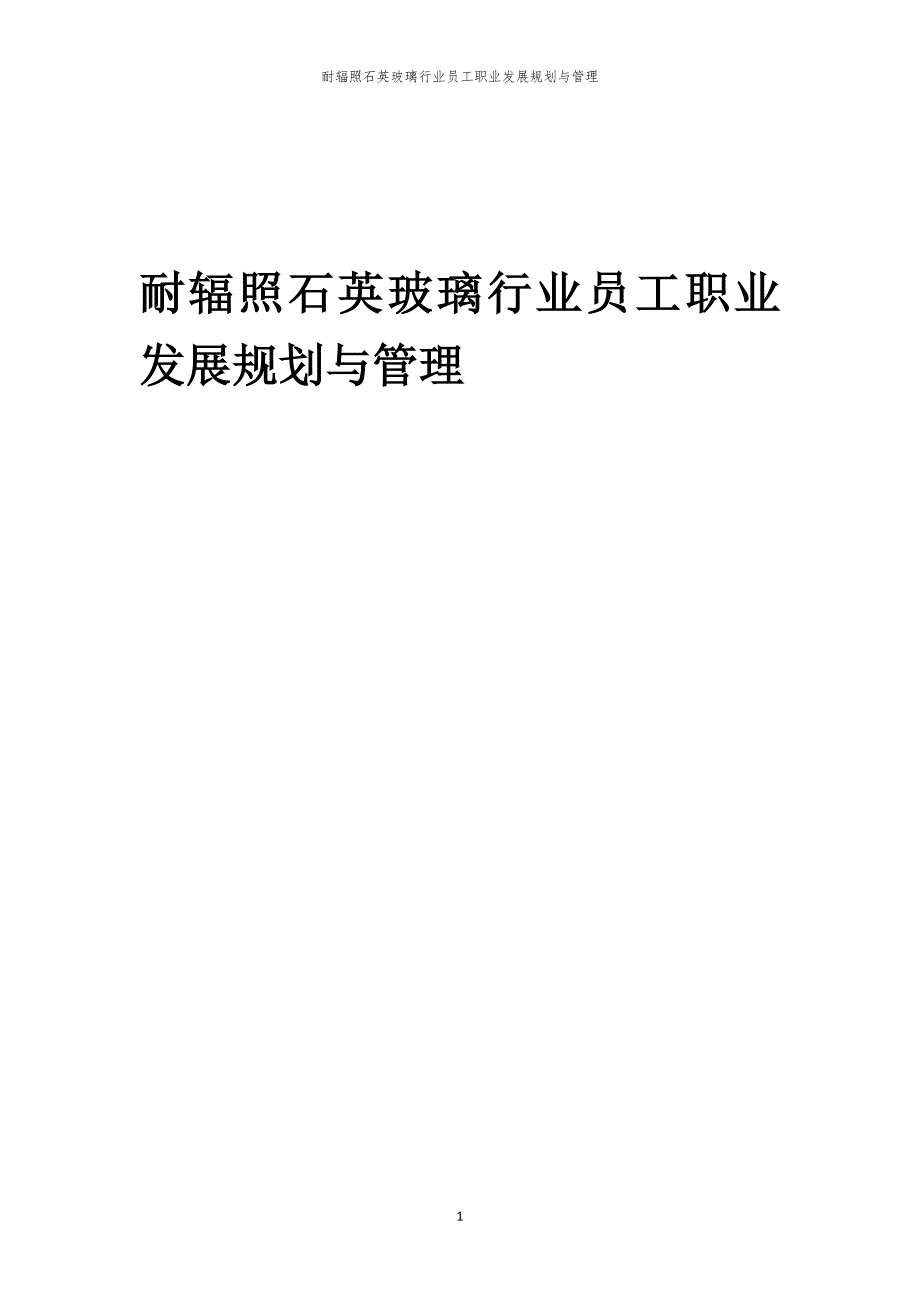 耐辐照石英玻璃行业员工职业发展规划与管理_第1页