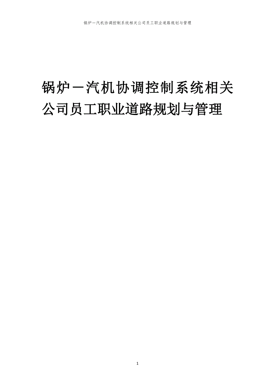 锅炉－汽机协调控制系统相关公司员工职业道路规划与管理_第1页