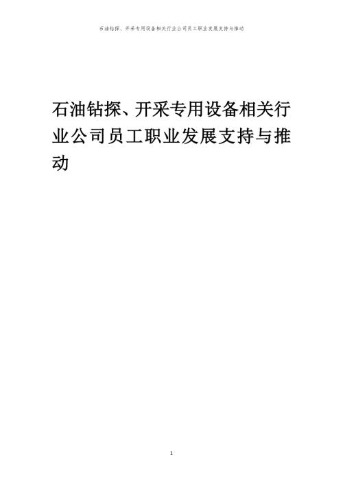 石油钻探、开采专用设备相关行业公司员工职业发展支持与推动