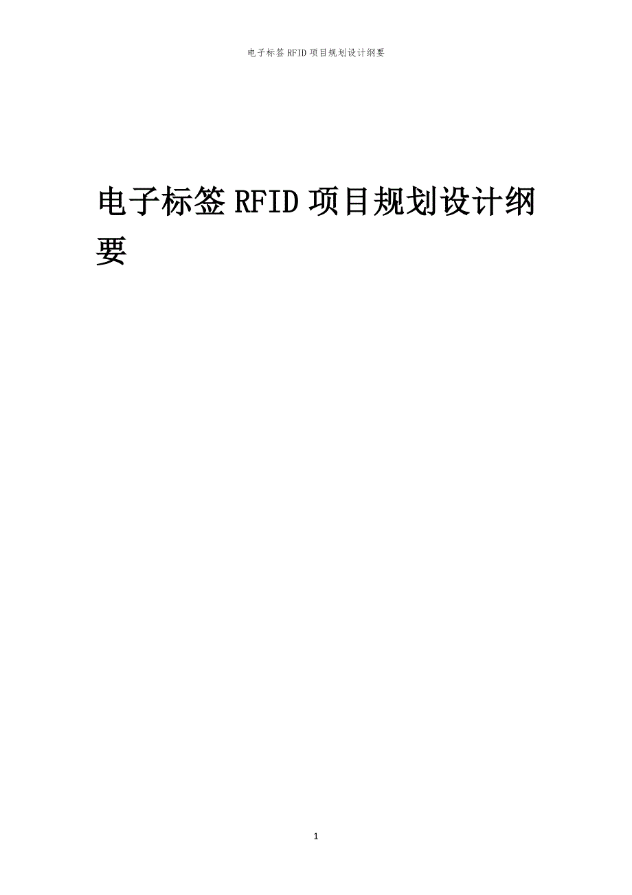 电子标签RFID项目规划设计纲要_第1页