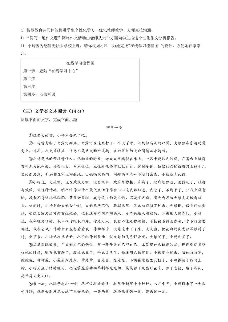 2023年四川省广元市利州区中考零模语文试题（含答案与解析）_第5页