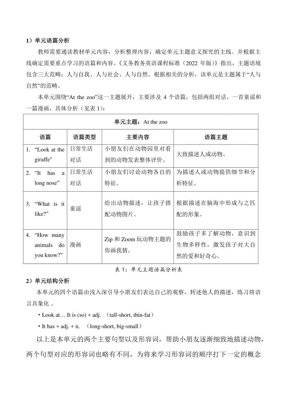 人教版英语三年级下册U3 At the zoo单元整体作业设计_第4页