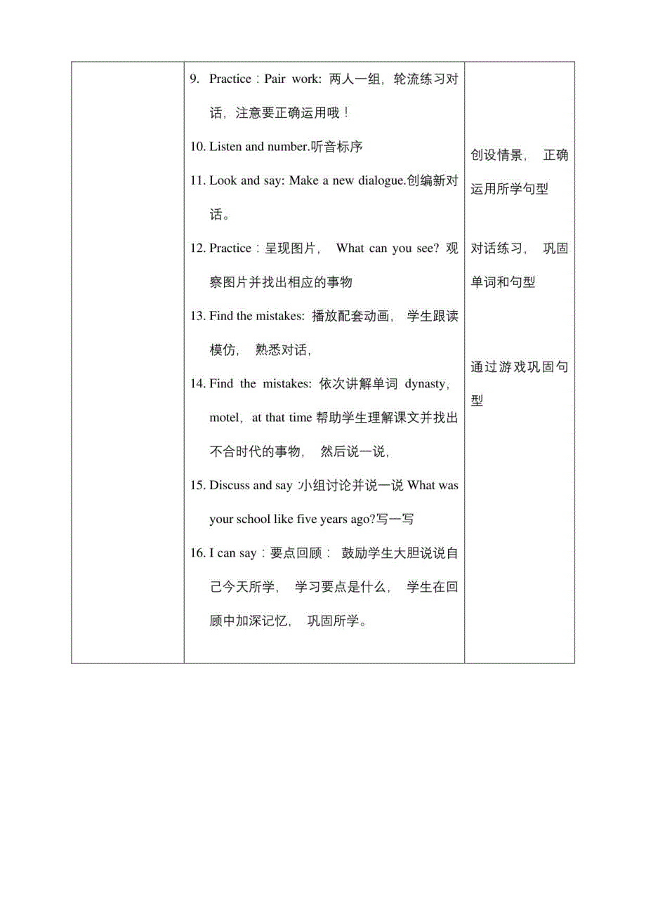 人教PEP六下核心素养目标Unit 4 Then and now PA Let’s learn 教案_第3页