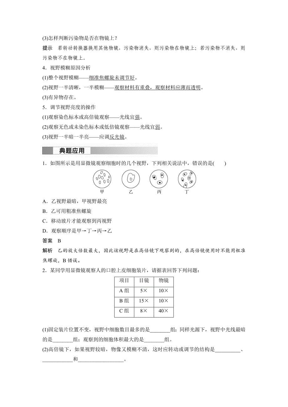 2024年高中生物新教材同步必修第一册 第1章 第2节　第1课时　观察细胞（含解析）_第5页