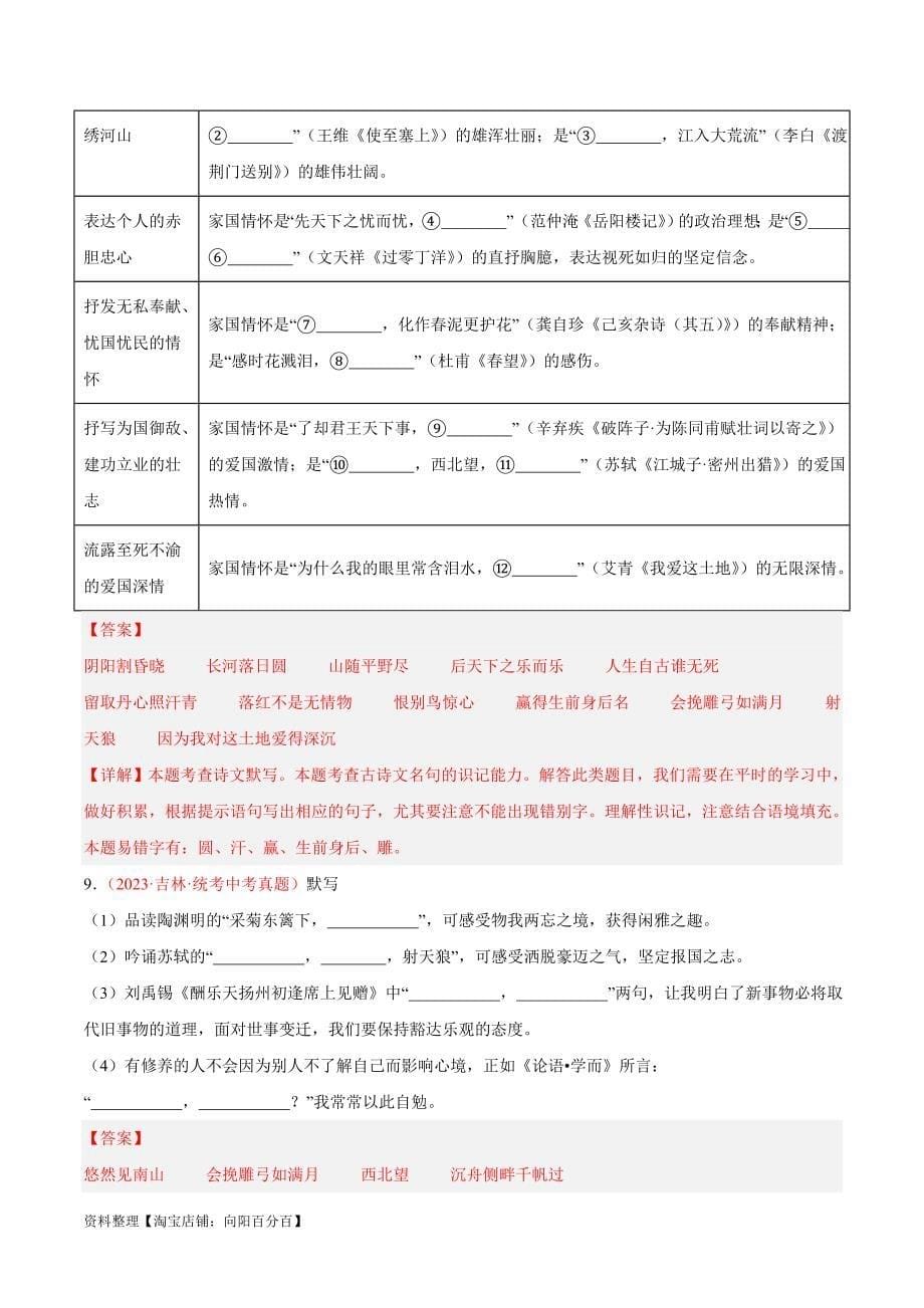 2023年中考语文真题分项汇编 专题05名句名篇默写（第02期）（含解析）_第5页