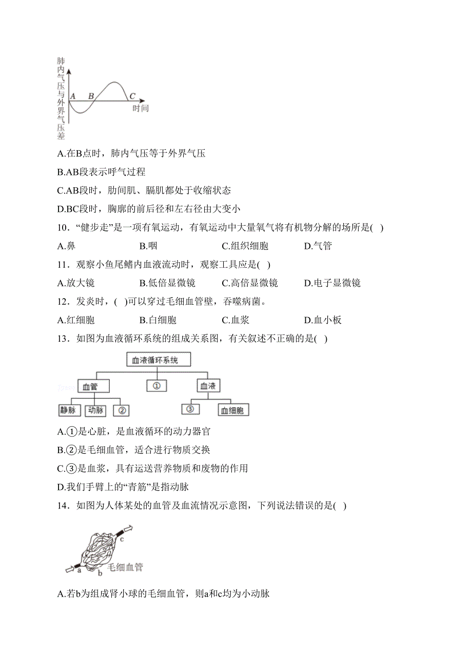 山东省枣庄市峄城区2022-2023学年七年级下学期期中考试生物试卷(含答案)_第2页