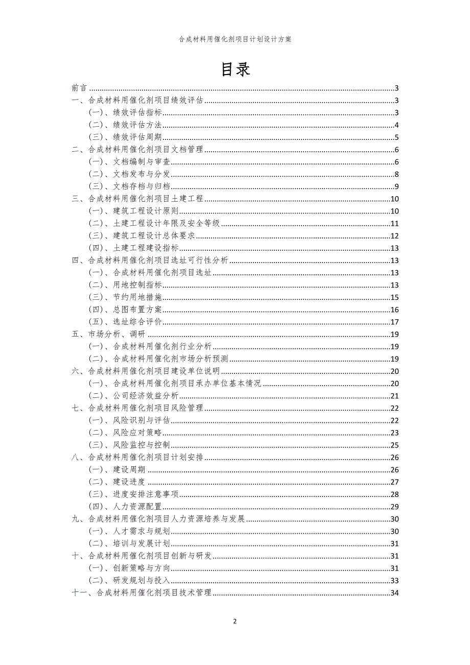 2024年合成材料用催化剂项目计划设计方案_第2页