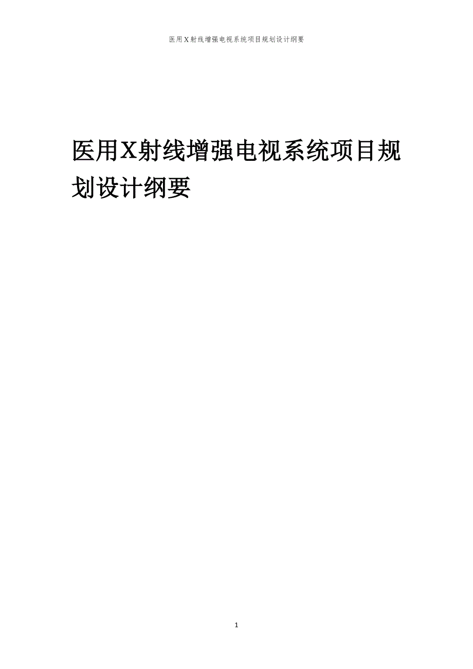 2024年医用Ｘ射线增强电视系统项目规划设计纲要_第1页