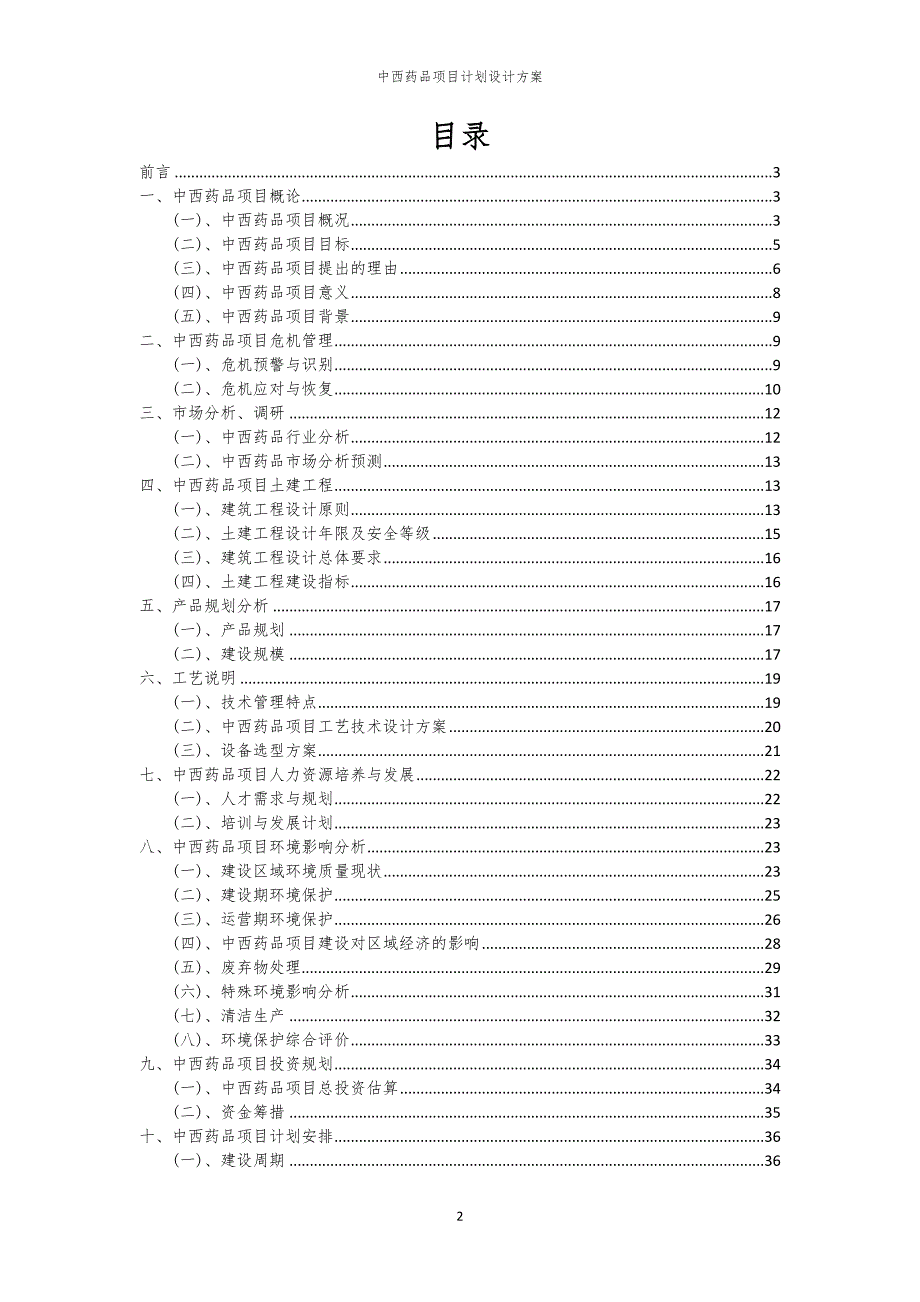 2024年中西药品项目计划设计方案_第2页
