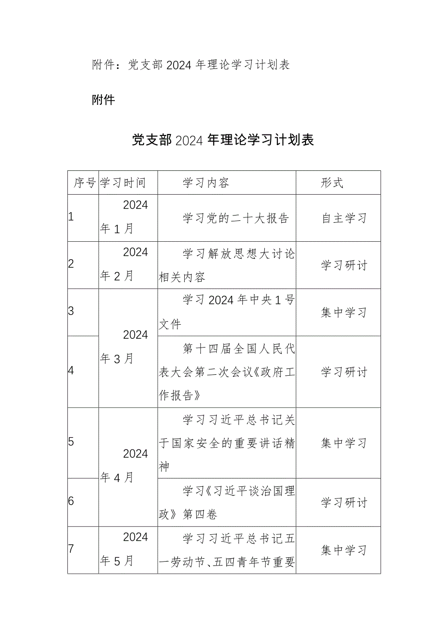 党支部2024年理论学习计划范文（含计划表）_第3页