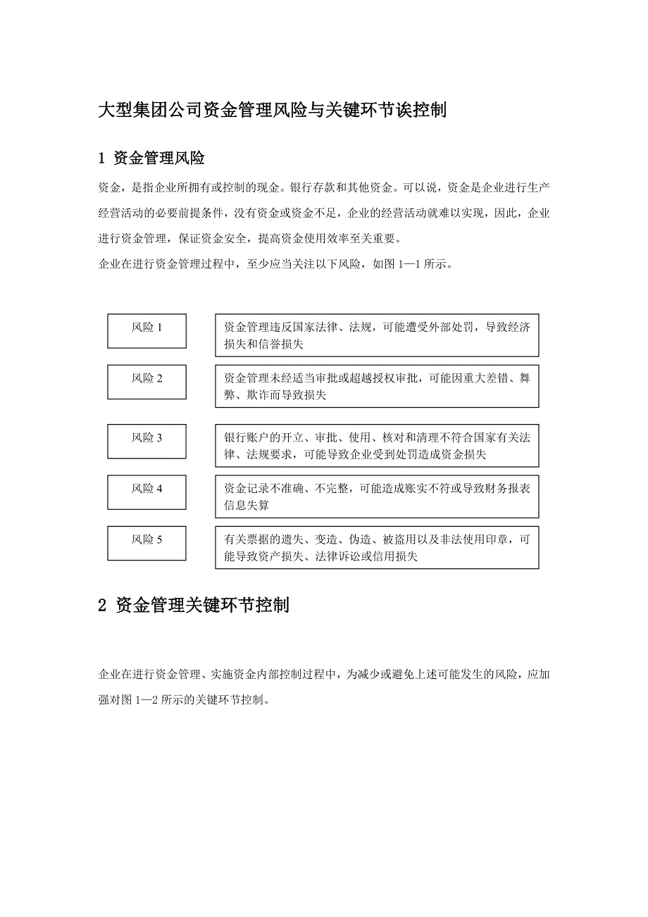 大型集团公司资金管理风险与关键环节诶控制_第1页