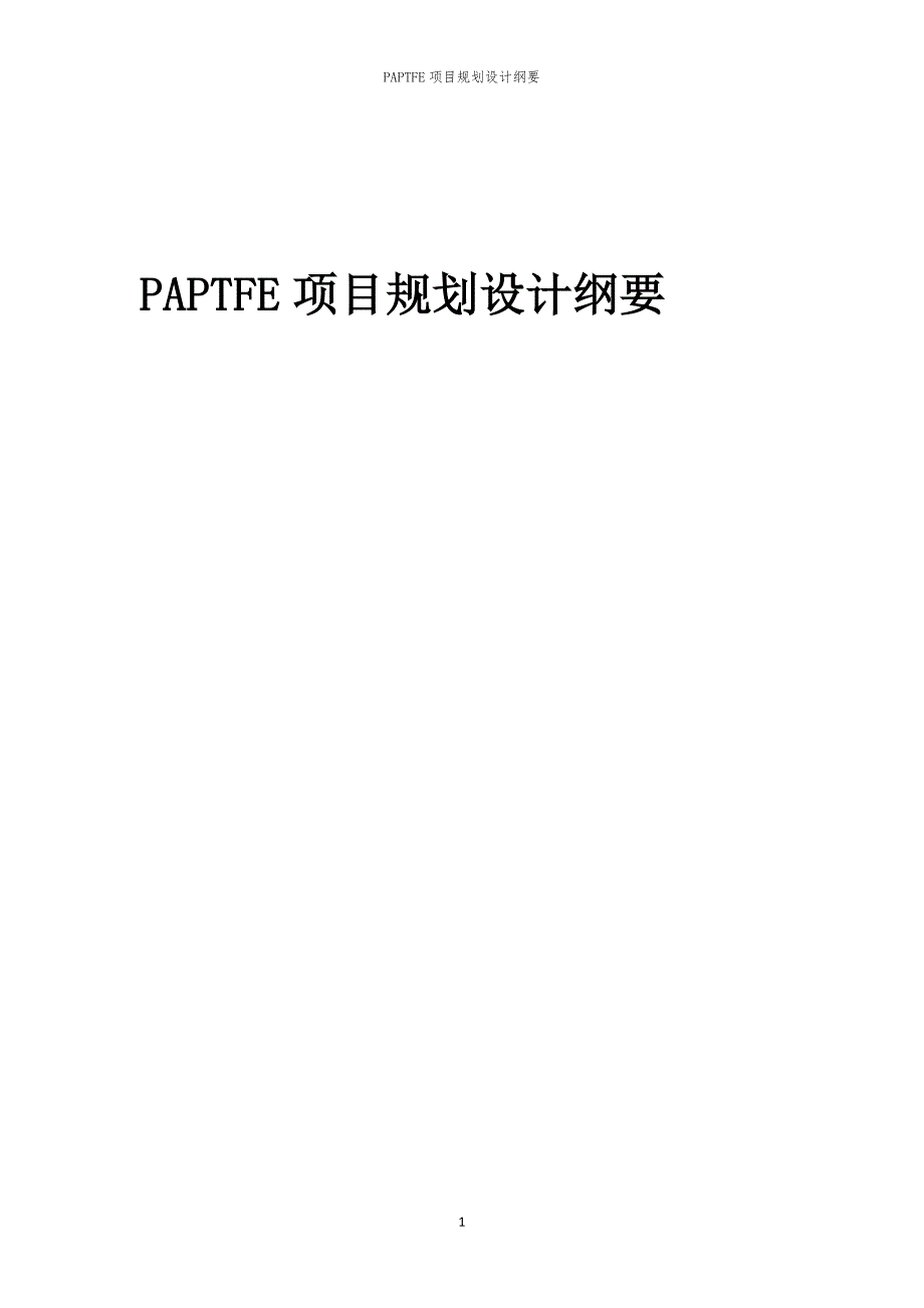 2024年PAPTFE项目规划设计纲要_第1页