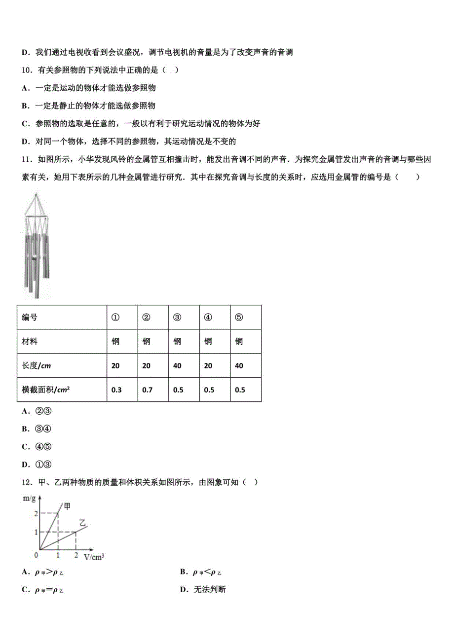 2023年四川省成都高新东区物理八年级第一学期期末质量跟踪监视模拟试题含解析_第3页