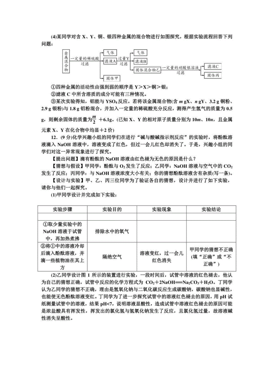中考化学总复习贵州专用：模拟卷(四)_第4页