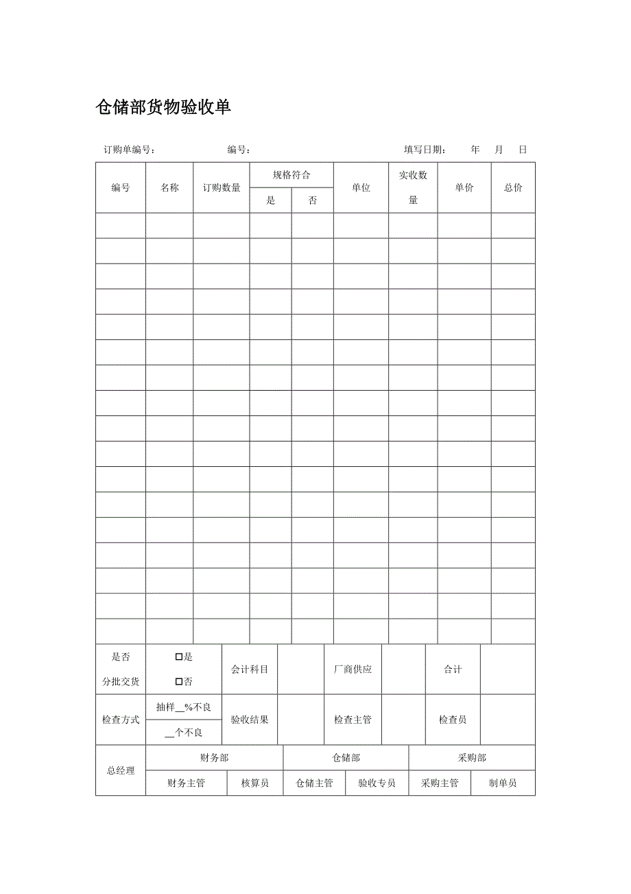 仓储部货物验收单_第1页
