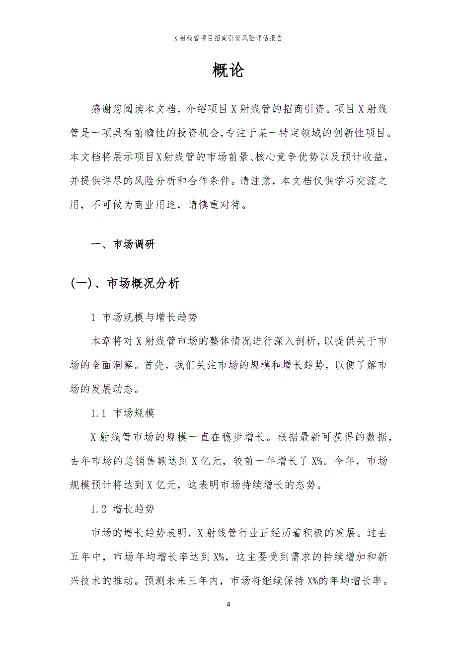 X射线管项目招商引资风险评估报告_第4页