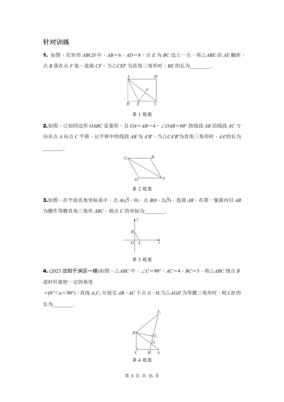 中考数学总复习《多解题》专项检测卷（附带答案)_第3页