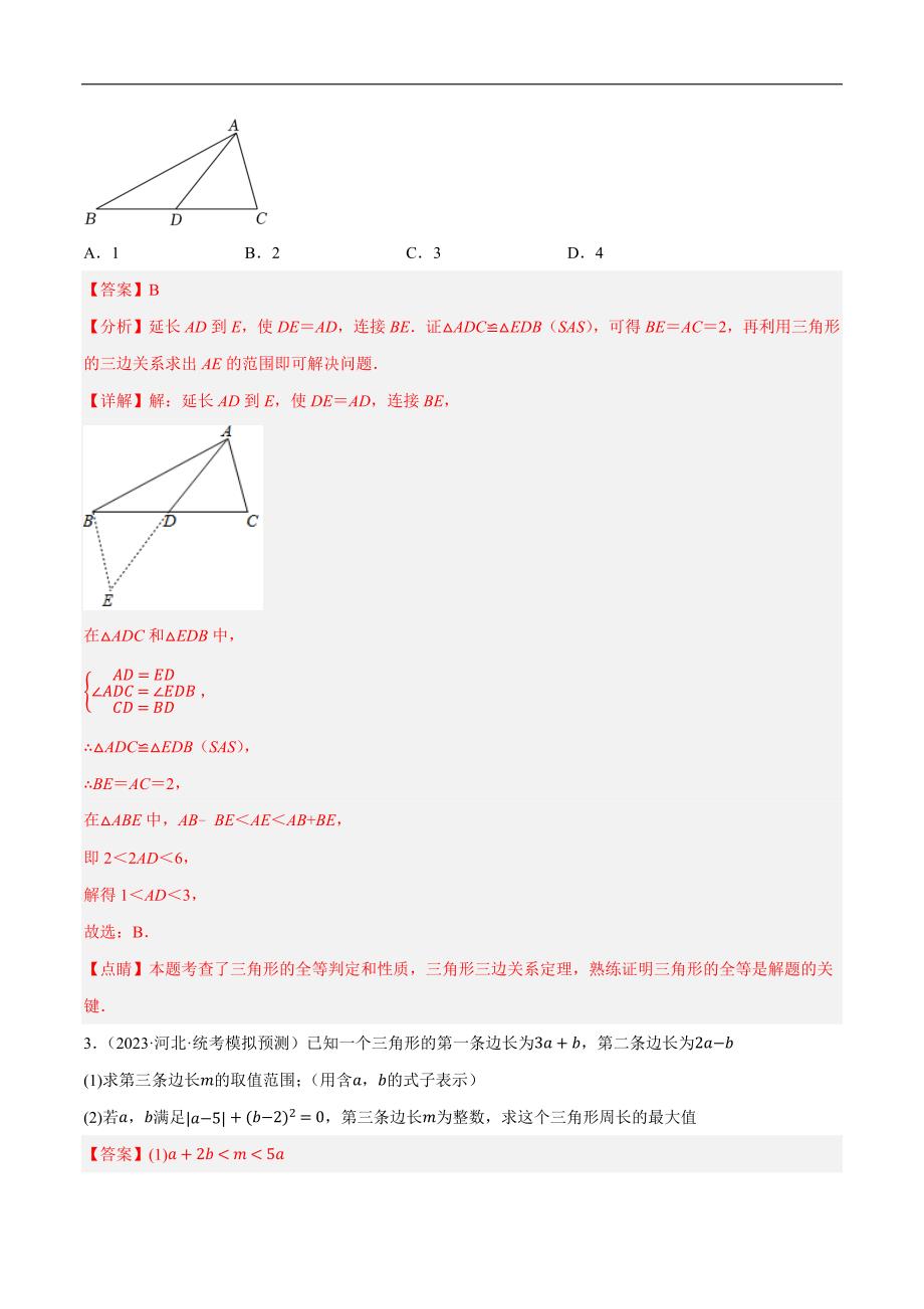 【二轮复习】2024年中考数学二轮复习讲练测（全国通用）专题04 三角形的性质与判定（解析版）_第3页