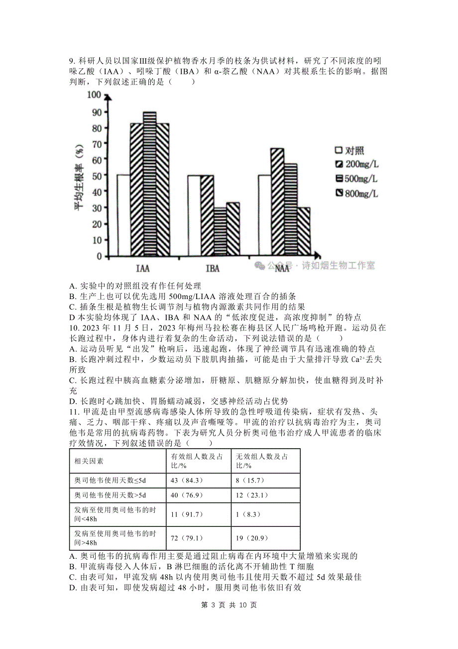 普通高考第一次模拟考试生物试卷（含有答案）_第3页