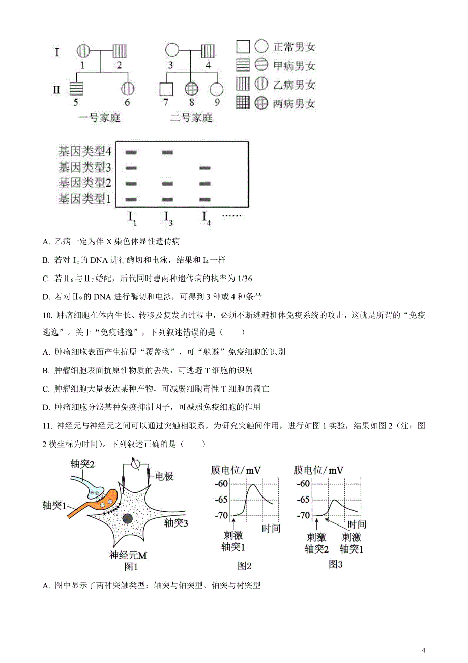 重庆市七校联盟2023-2024学年高三下学期第一次月考生物试题无答案_第4页