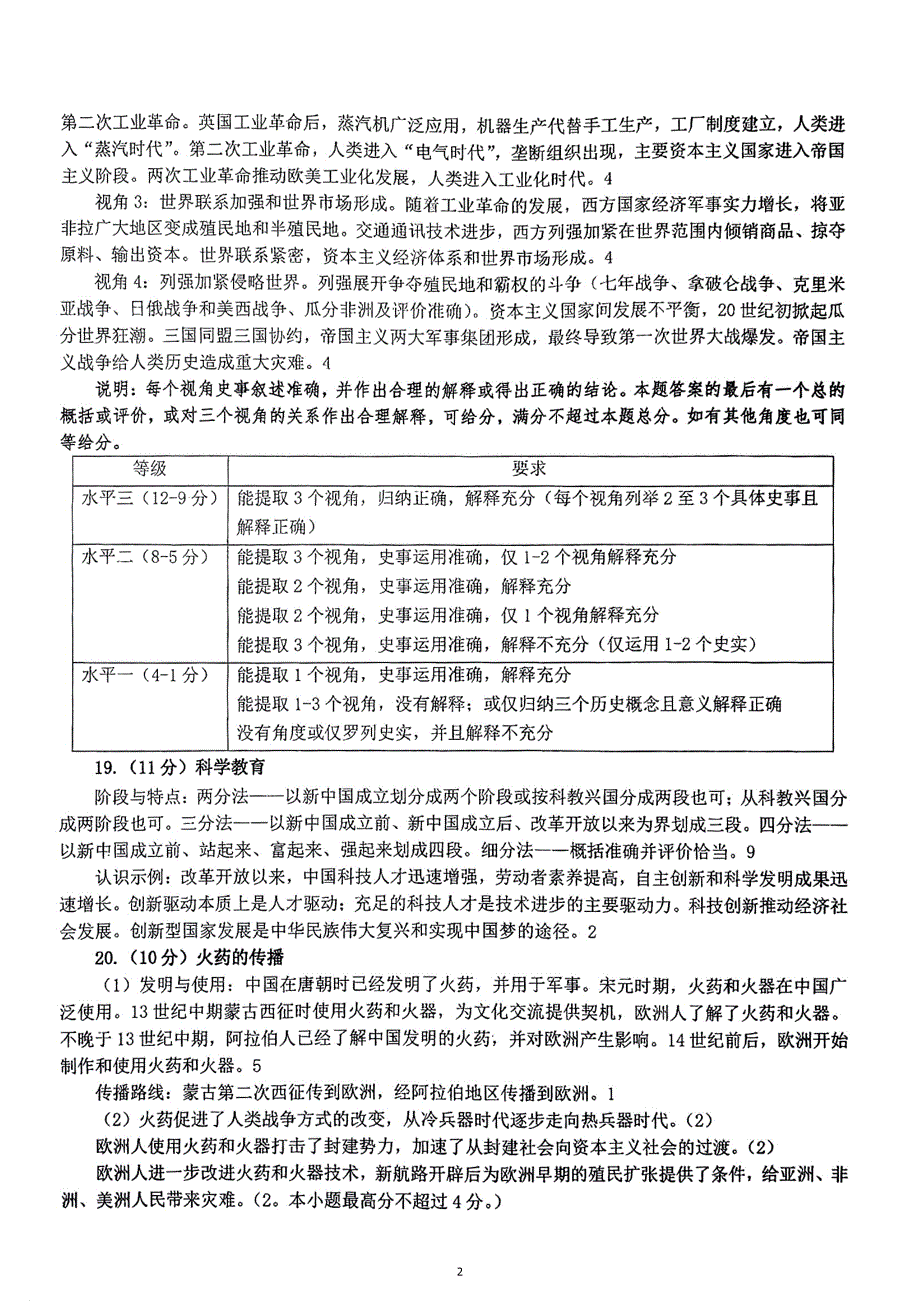 北京市海淀区2023-2024学年高三下学期期中练习（一模）历史答案_第2页