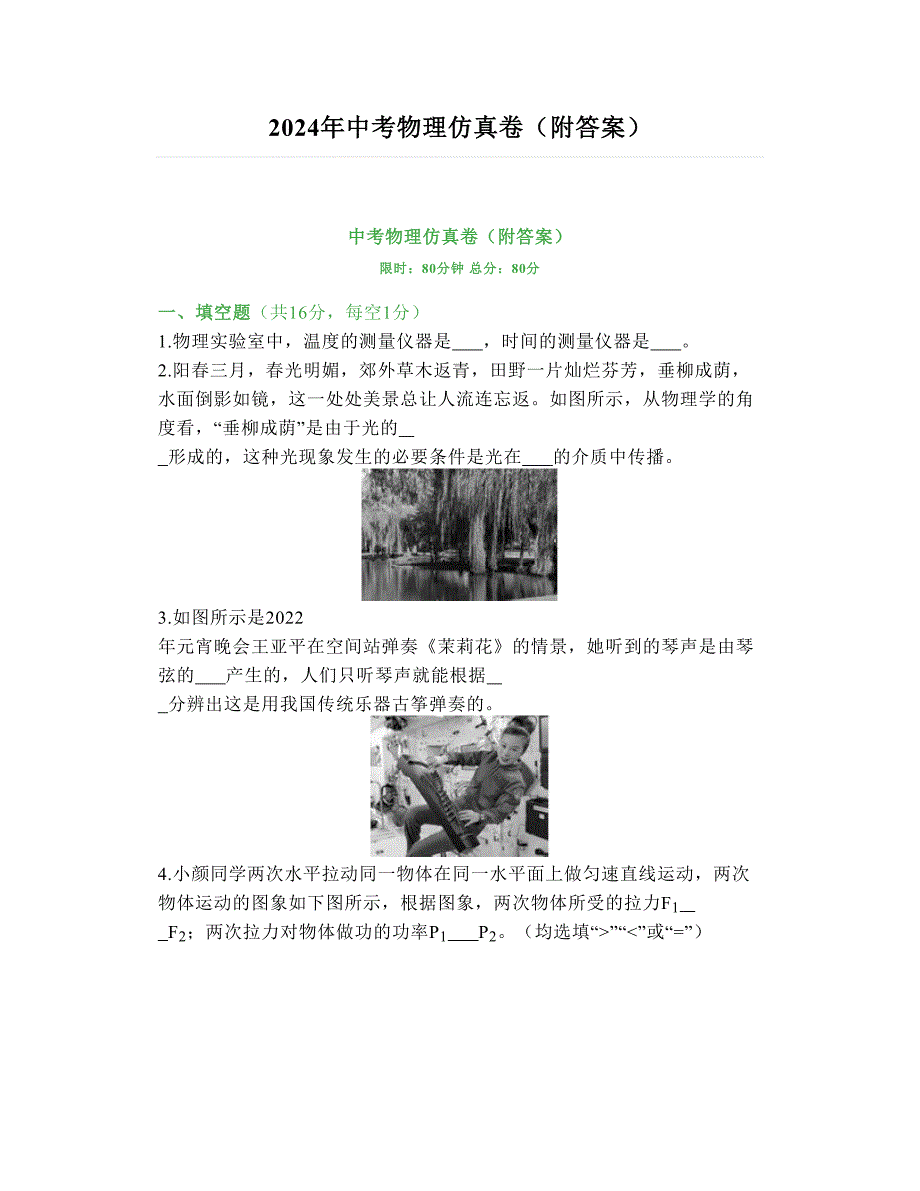 2024年中考物理仿真卷（附答案）_第1页